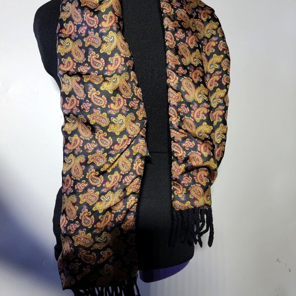 Vtg Chatworth Tie Rack Men's Wool/Silk Paisley print Opera scarf - Picture 4 of 14
